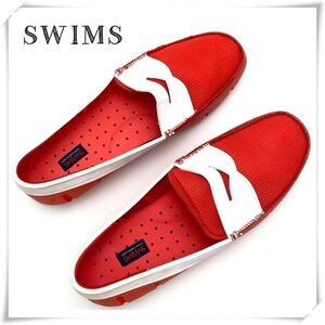 SWIMS Penny Breathable Slip On Loafer in Red with White Size 10